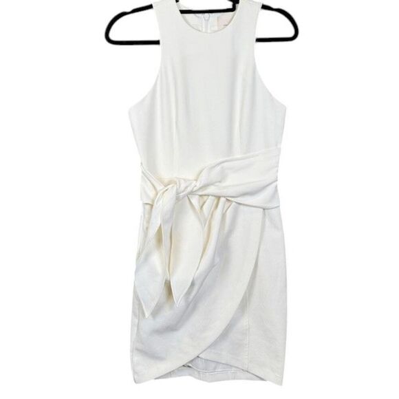 Cinq à Sept Cassaleigh Tie-Waist Sleeveless Dress White Back Zip Tulip Size 4 - Picture 2 of 15